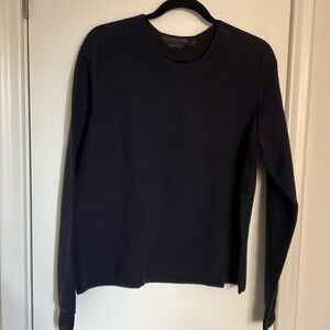 Mid weight merino navy crew neck sweater